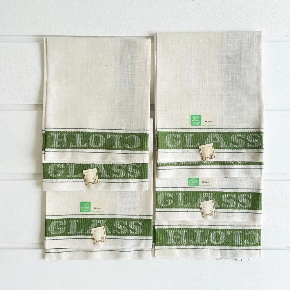B Altman & Co Vintage 4 Piece Tea Towel Set Pure Linen 29.5